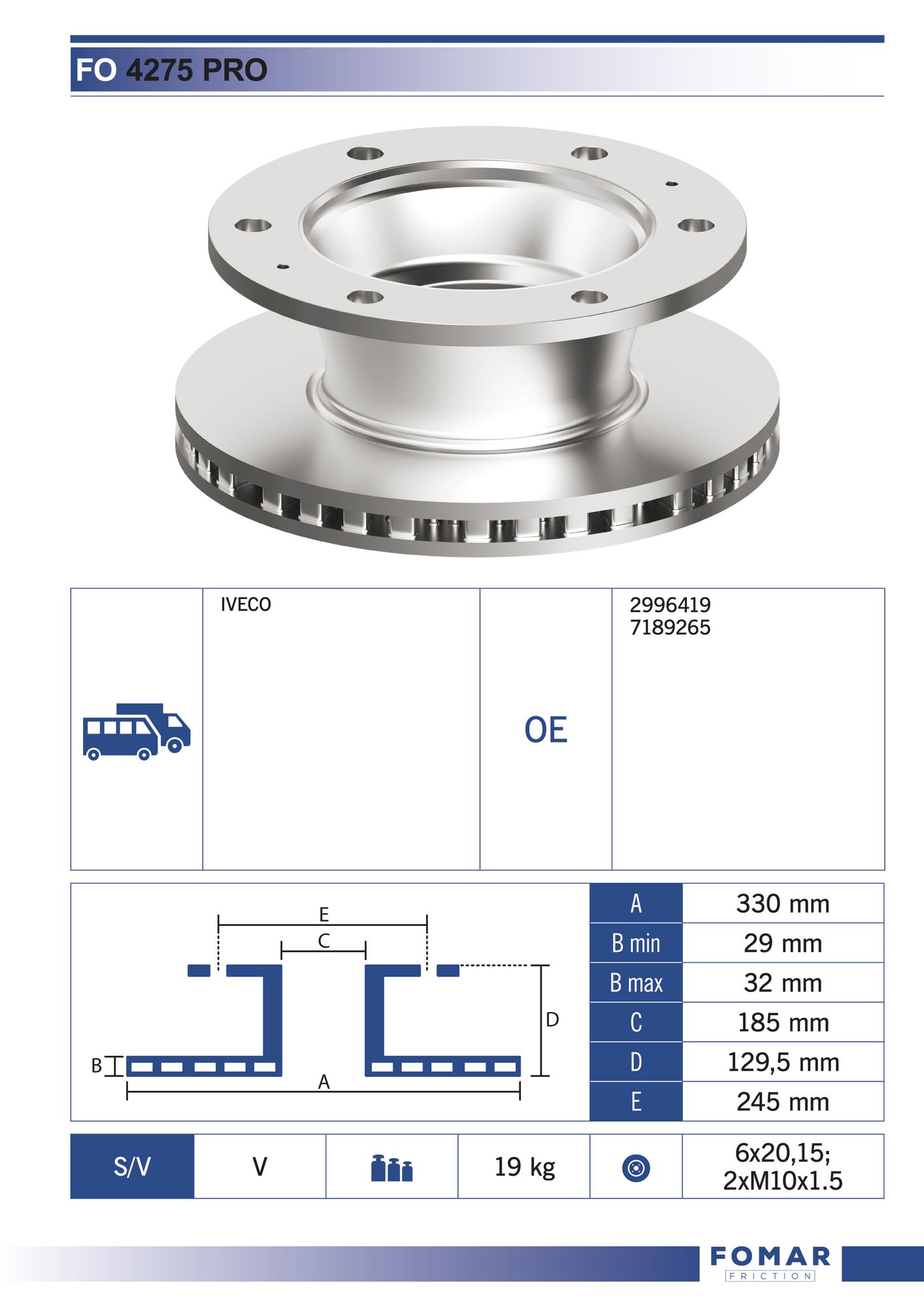 Disc frana FO 4275 PRO FOMAR Friction